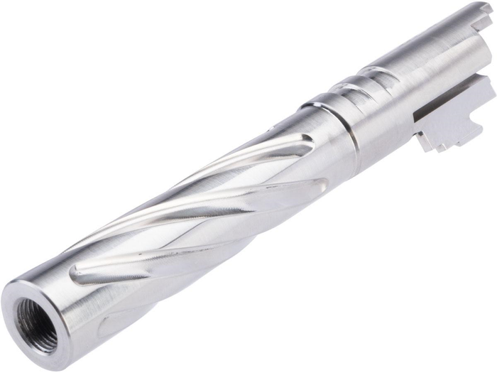 5KU Tornado Stainless Spiral Fluted Outer Barrel for Tokyo Marui Hi-Capa Airsoft Pistols (Color: Silver / 5.1)