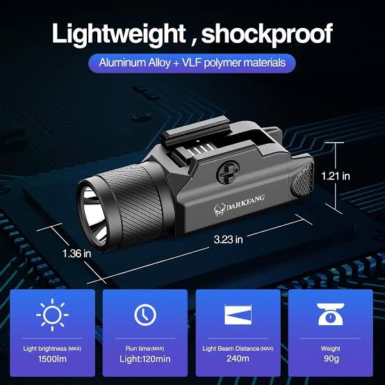 DARKFANG Tactical Pistol Flashlight 1500LUMEN
