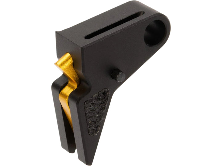 Angel Custom CNC Enhanced Flat Front Competition Style Trigger for KWA ATP Gas Blowback Airsoft Pistols (Color: Black / Gold)