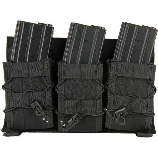 Lancer Tactical Adaptive Hook and Loop Triple AR Mag Pouch - BLACK