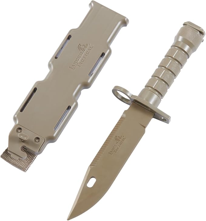 Lancer Tactical M9 Rubber Rubber Knife Training with Sheath for Airsoft Guns, Martial Arts Guard Fight; included Leg Holster Holder Handle Grip