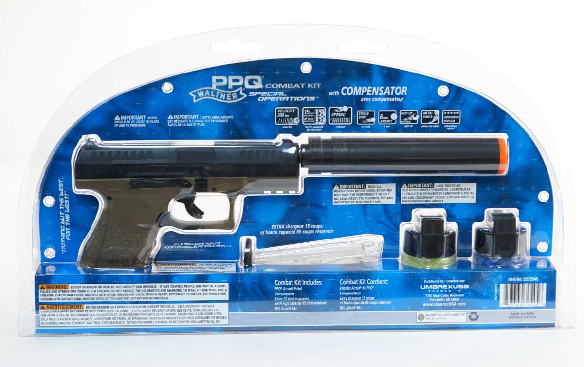 Walther PPQ Spring Pistol - Tan - Combat Kit w/Suppressor – Airsoft Atlanta