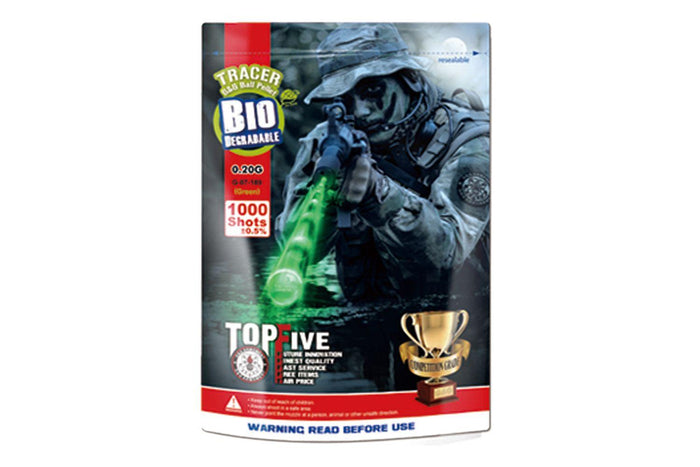G&G .20g Green Bio Tracer 1000 BBs Bag - Glow BIODEGRADABLE