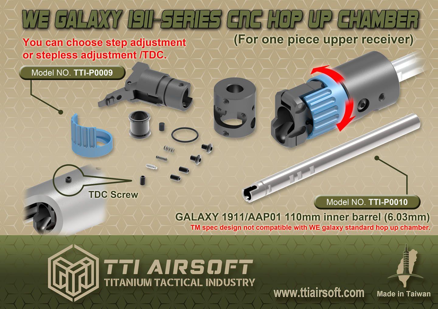 TTI Upgraded Hop Up Chamber WE Galaxy 1911 (1911 fit only)